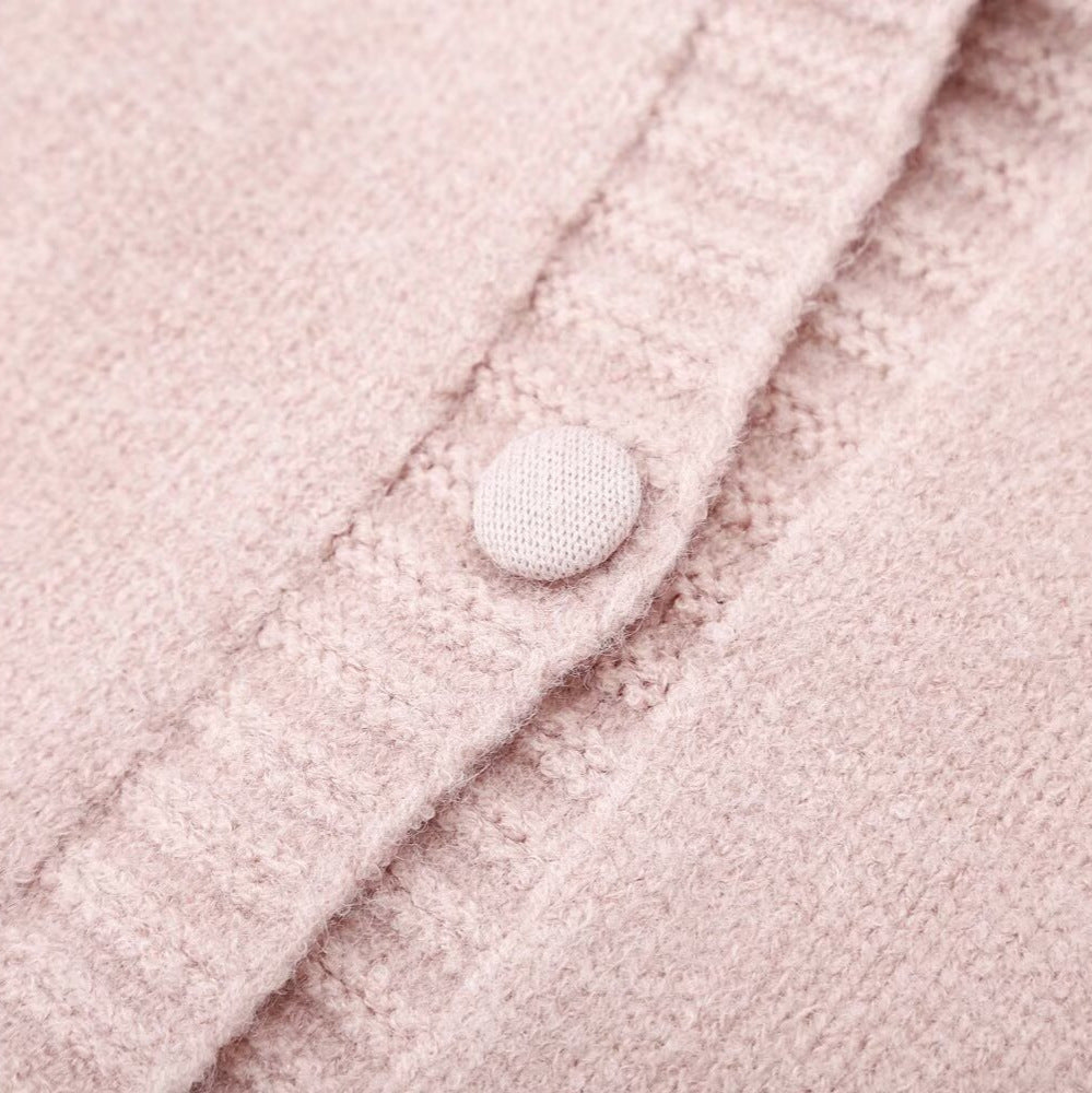 Women's fine knit cardigan with hood, button placket and crocheted trim Chichicherry