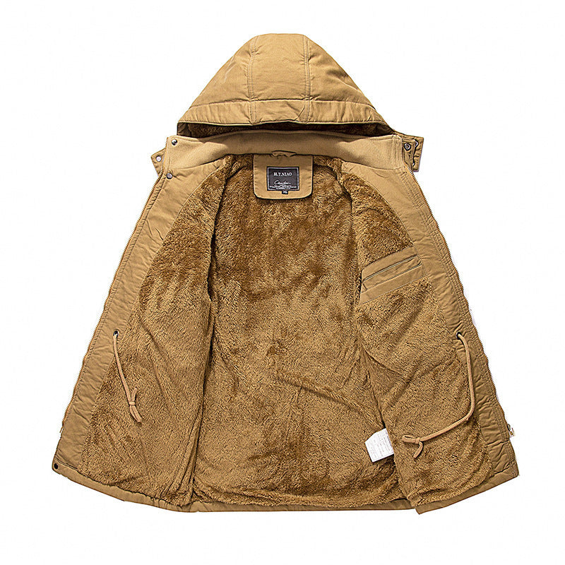 Men's Padded Hooded Parka with Teddy Lining, Utility Pockets and Durable Canvas Look Chichicherry