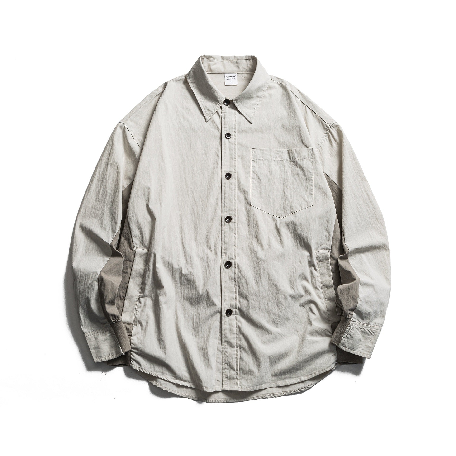 Men's Oversized Shirt with Chest Pocket and Ribbed Cuffs Chichicherry