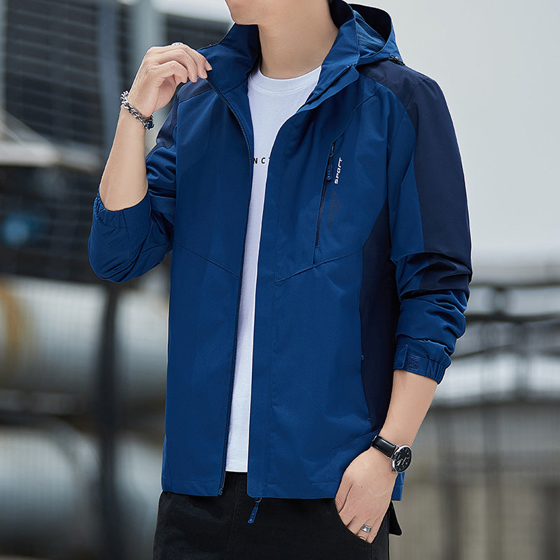 Men's lightweight wind and water-resistant hooded jacket in sporty utility style Chichicherry
