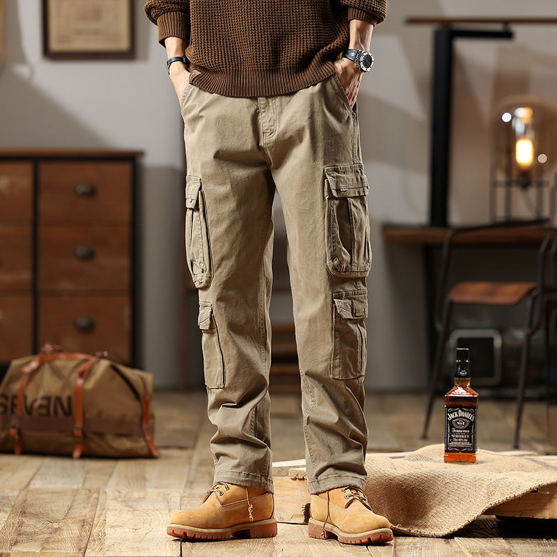 Men's Robust Cargo Pants made of Cotton Twill with Multiple Pockets Chichicherry