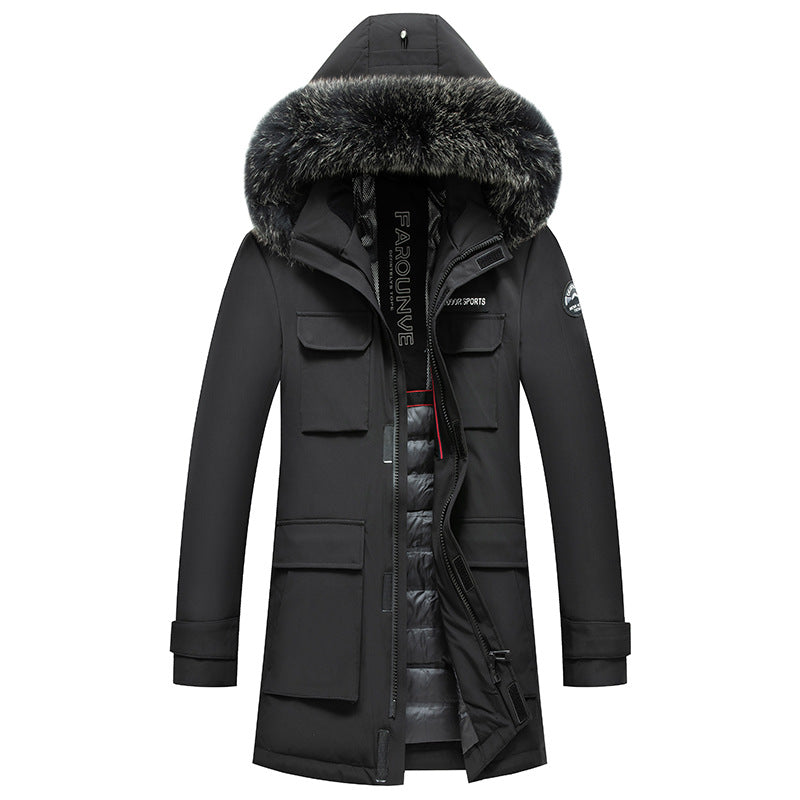 Men's Water-Repellent Thermo Parka with Hood and Removable Faux Fur Trim Chichicherry