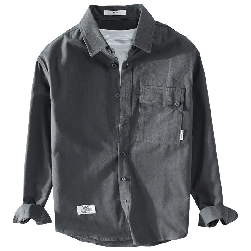 Men's Loose Shirt Jacket Overshirt made of Soft Twill with integrated Layer T-Shirt and sewn-on Chest Pocket Chichicherry