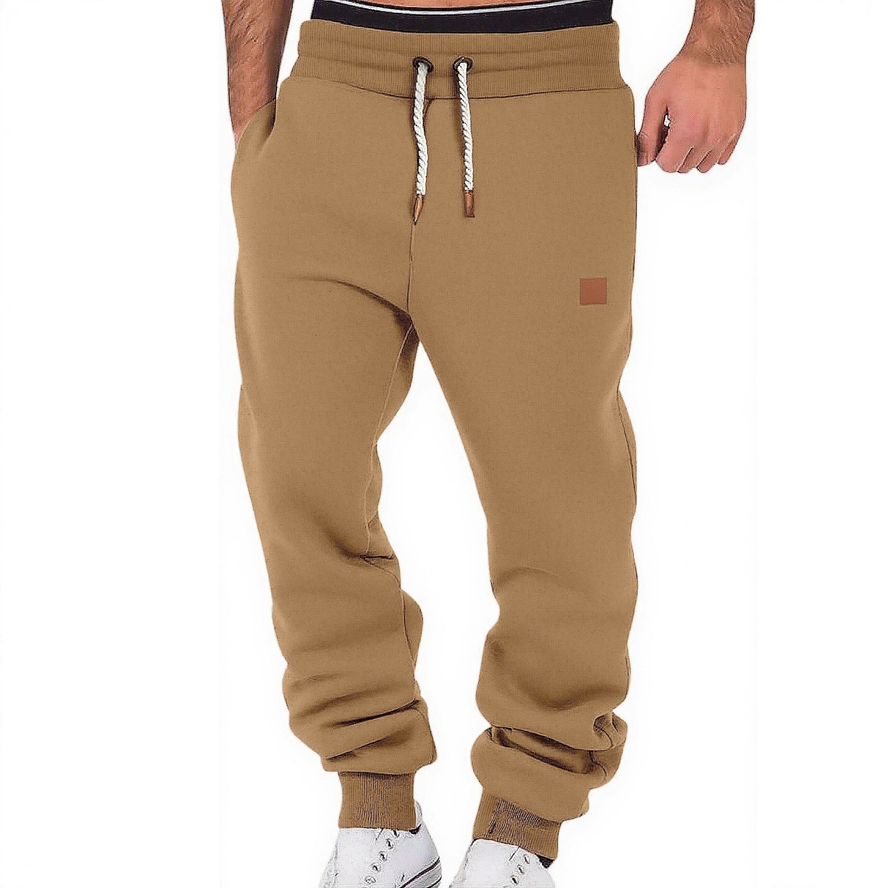 Men's Relax-Fit Fleece Jogging Pants with Cuffs and Drawstring Chichicherry