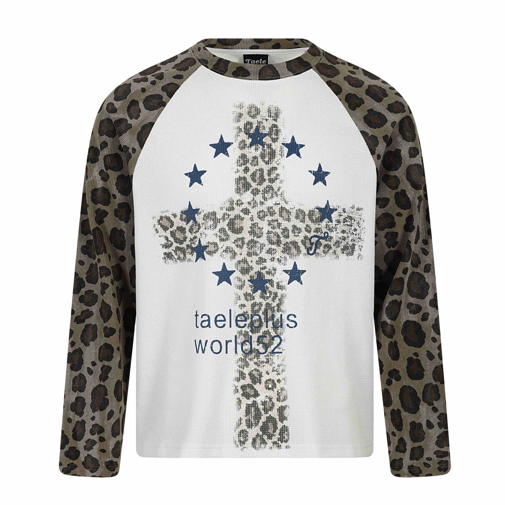 Women's long sleeve thermal shirt with raglan sleeves and leopard inserts Chichicherry