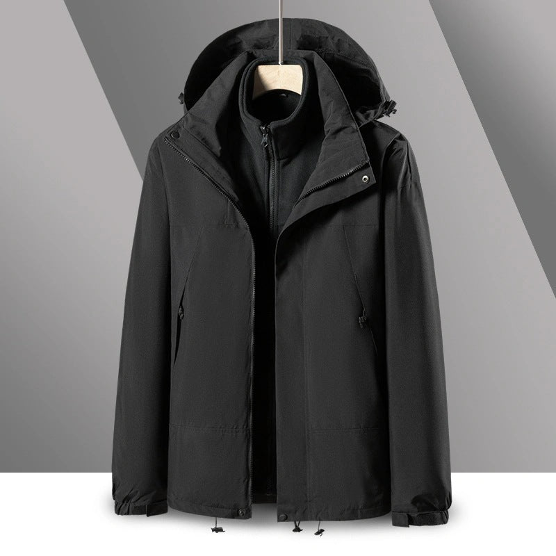 Men's 2-in-1 Softshell-Fleece Hybrid Jacket with Removable Hood Chichicherry