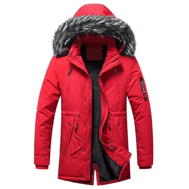 Men's padded winter parka with hood and faux fur trim, water-repellent and thermal insulated Chichicherry