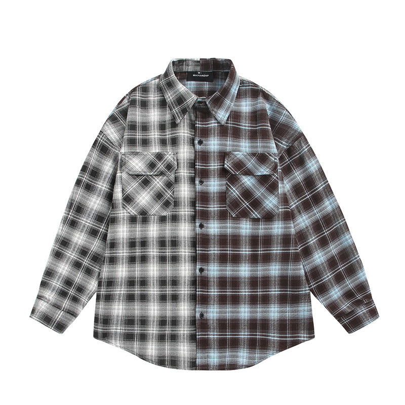 Unisex Split Check Overshirt in Shirt Jacket Style Chichicherry