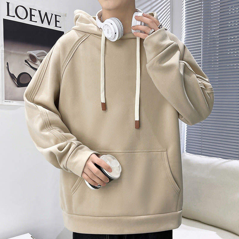 Men's Oversize Hoodie with Kangaroo Pocket Raglan Sleeves and Extra Long Cords Chichicherry