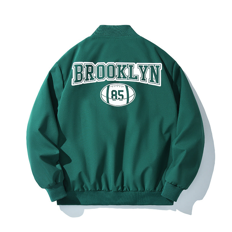 Men's bomber jacket in college style with script front print and ribbed cuffs Chichicherry