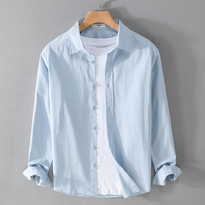 Men's Shirt Jacket made of Soft-Touch Cotton Blend with Relaxed Fit, light Crinkle Look and Kent Collar Chichicherry