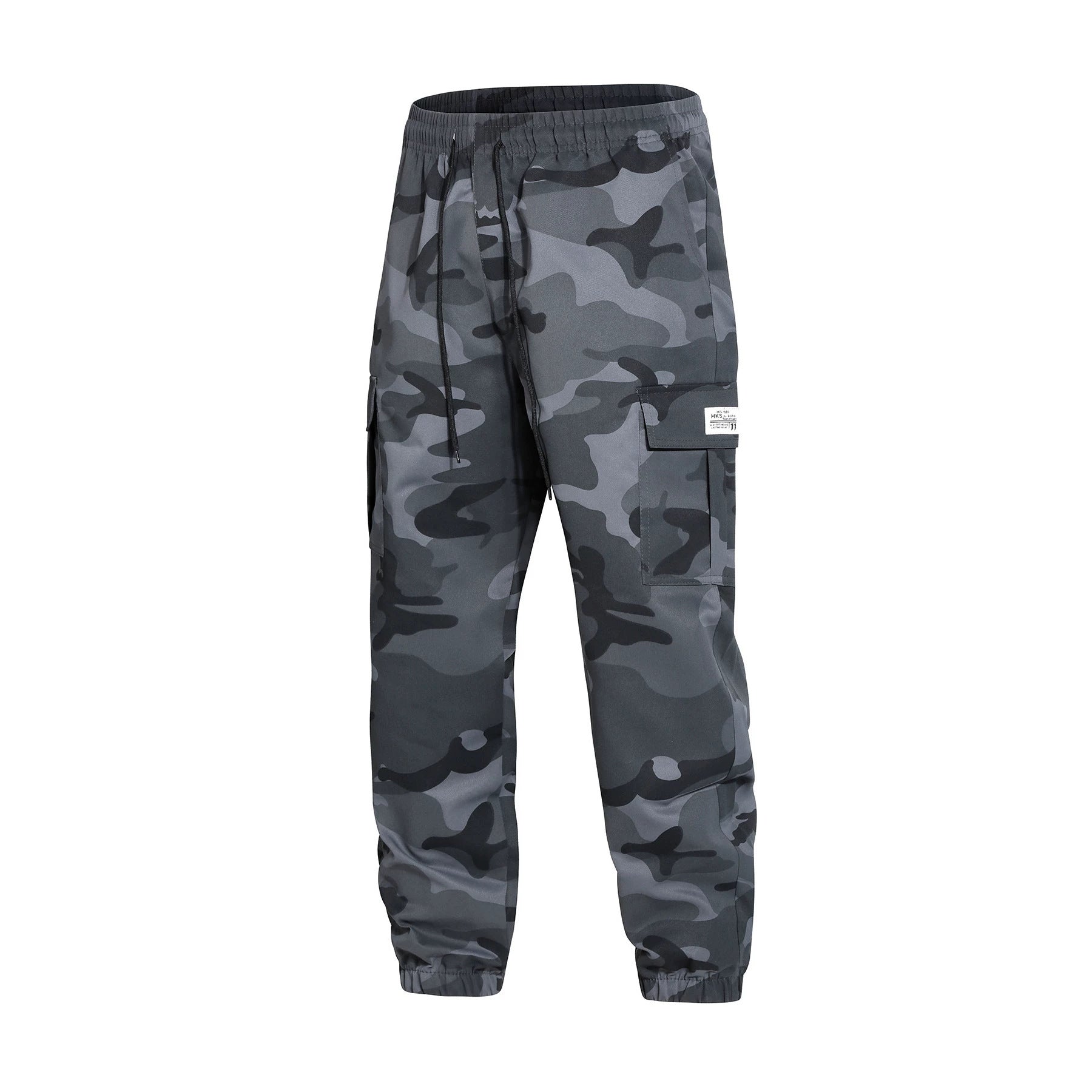 Men's cargo pants in jogger style with camouflage, drawstring waistband & elastic ankle cuffs Chichicherry