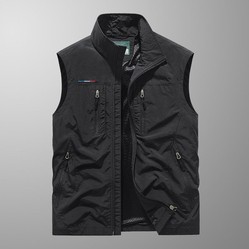 Men's Outdoor Utility Fishing Vest with Breathable Mesh Back and Multifunctional Pockets Chichicherry