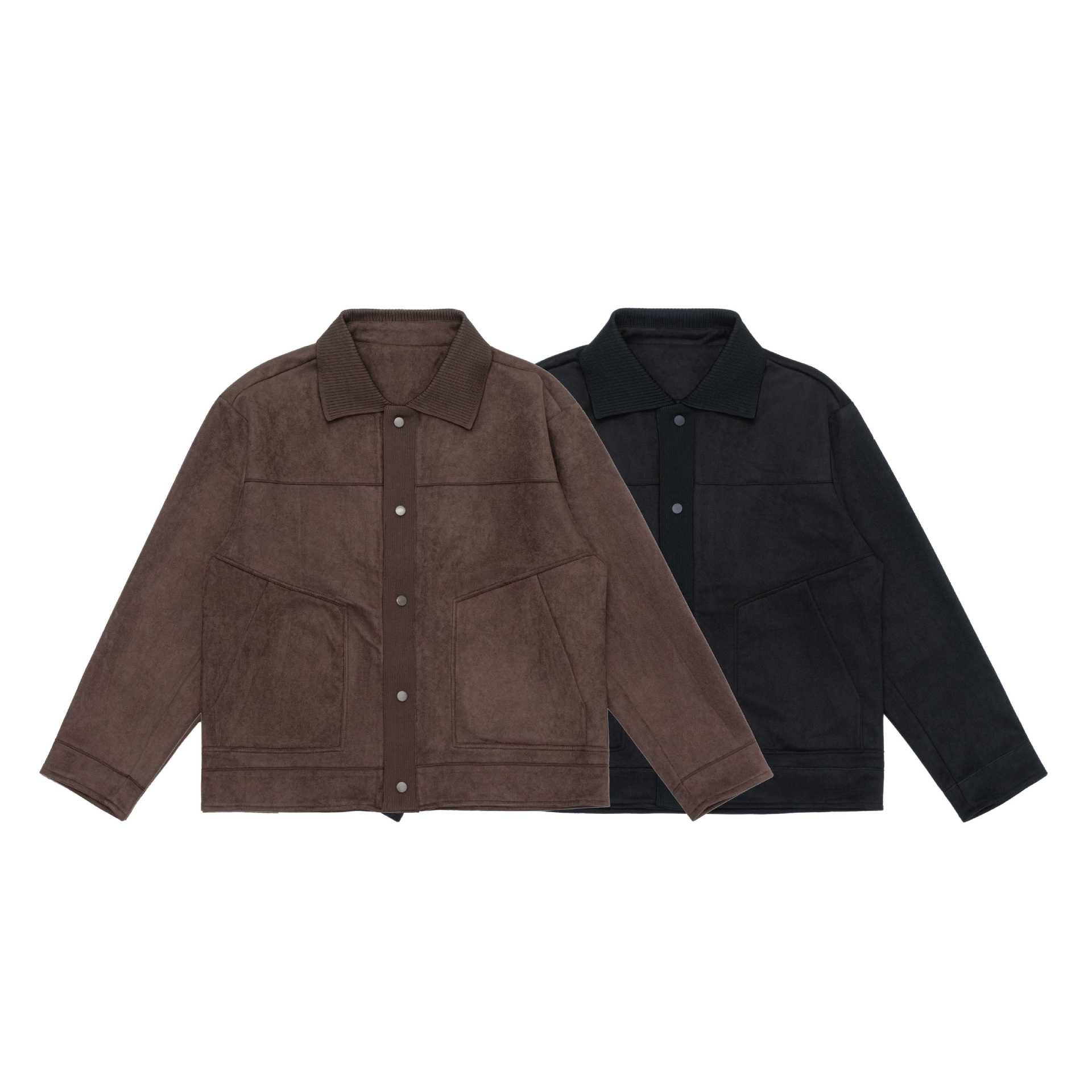 Men's overshirt jacket made of textured velour with ribbed collar Chichicherry