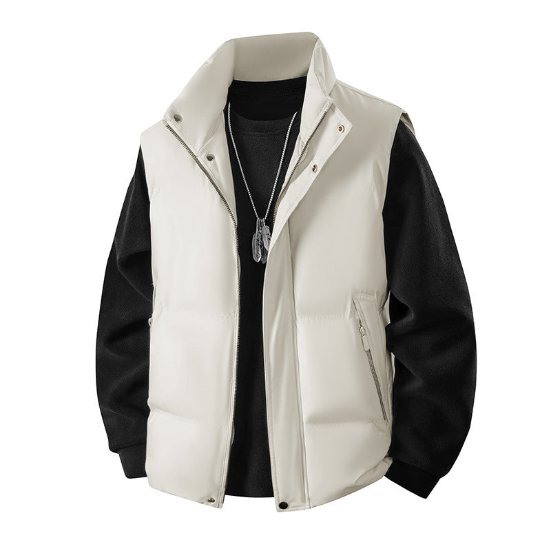 Men's padded sleeveless thermal vest with stand-up collar and zippered pockets Chichicherry