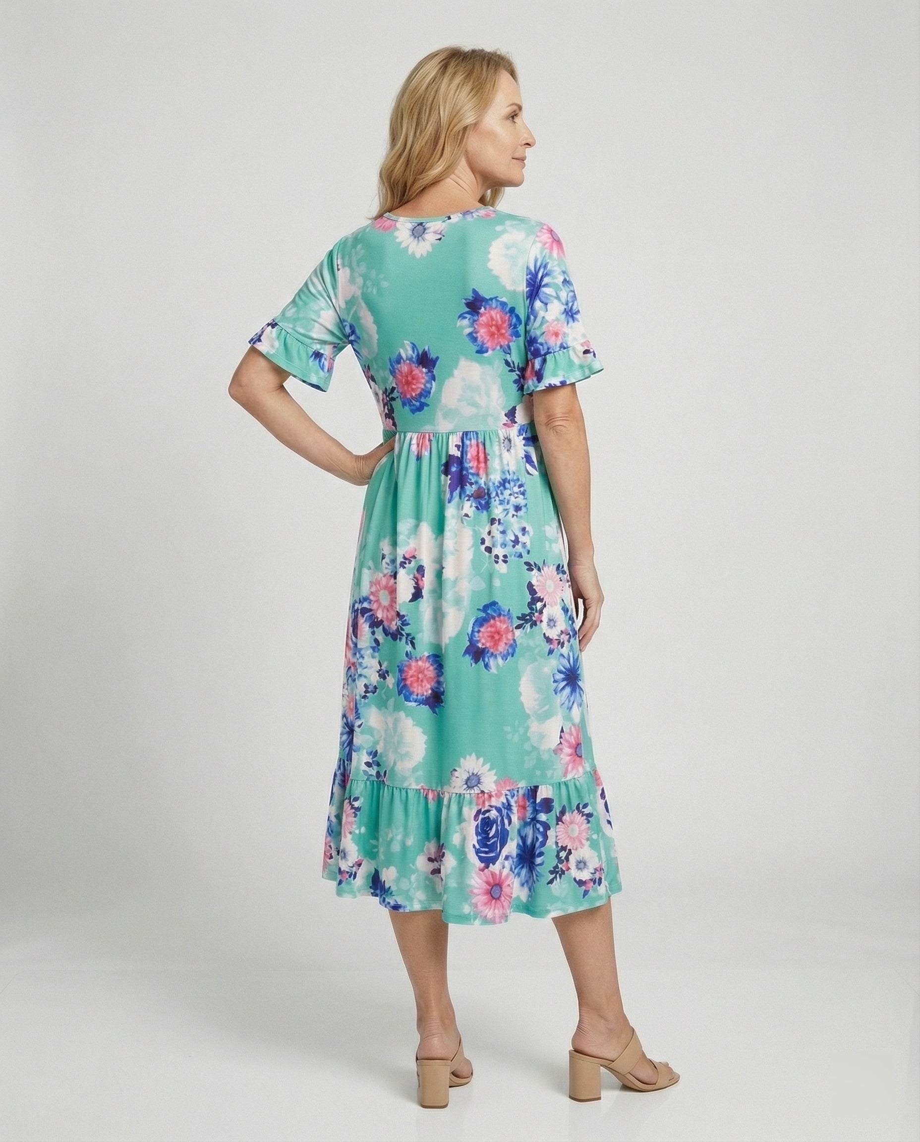 Ladies midi dress floral swinging