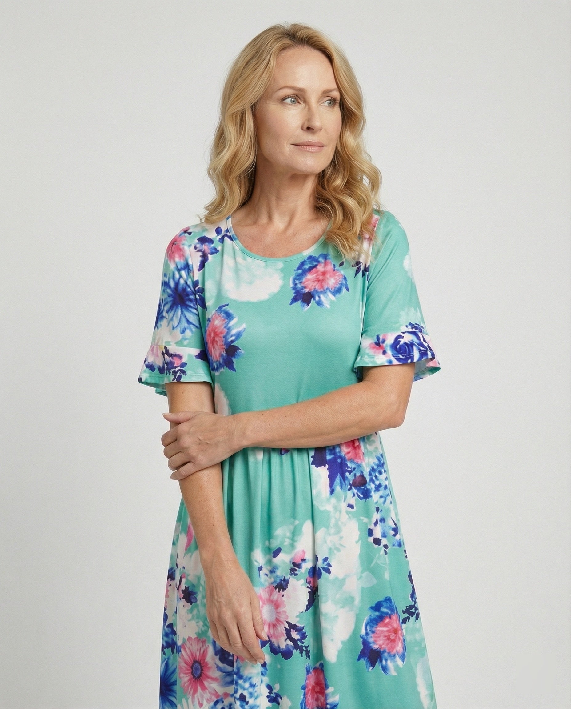 Ladies midi dress floral swinging