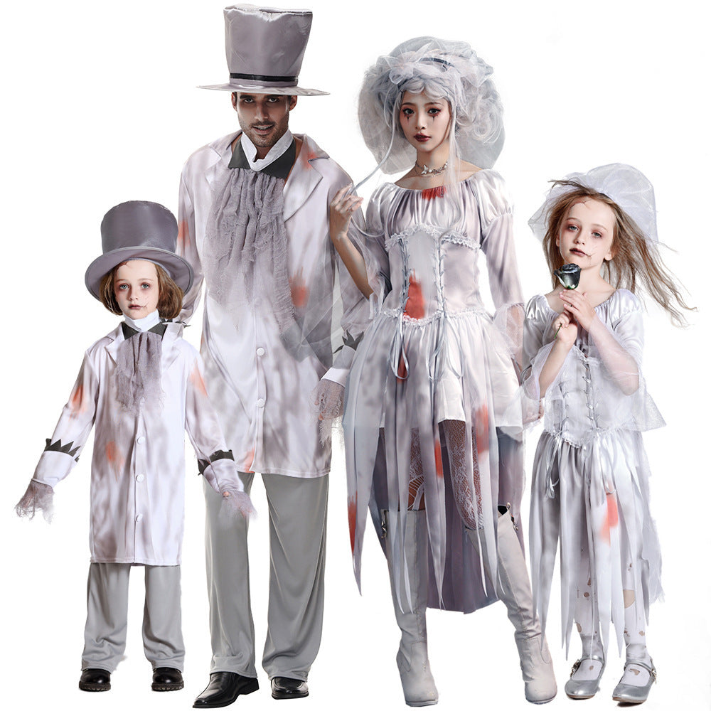 Men's Creepy Ghost Costume with Stylish Hat and Torn Details Chichicherry