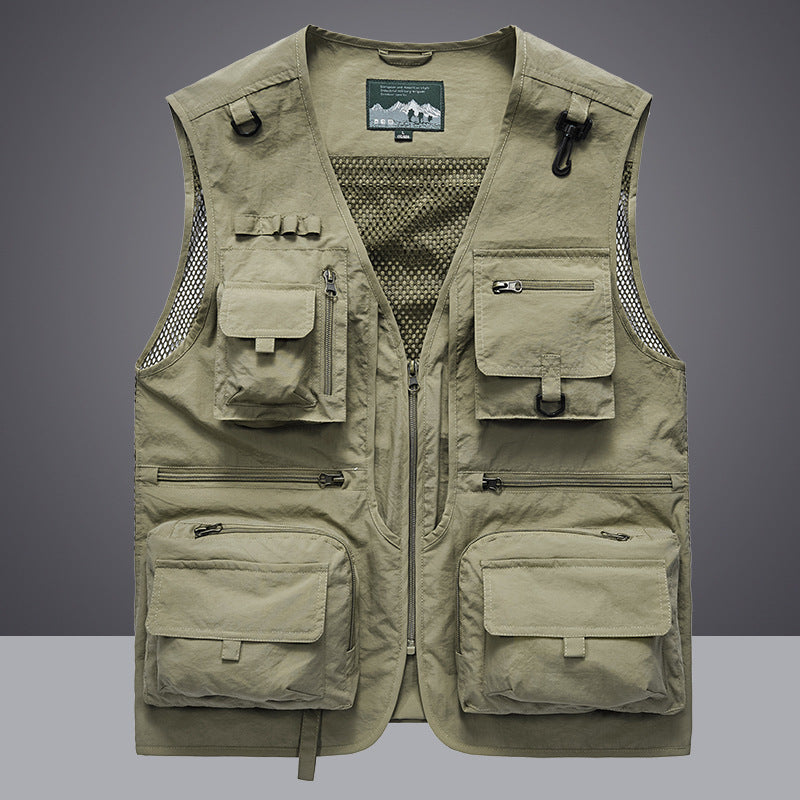 Men's Multifunctional Fishing and Utility Vest with Mesh Inserts and Multiple Pockets Chichicherry