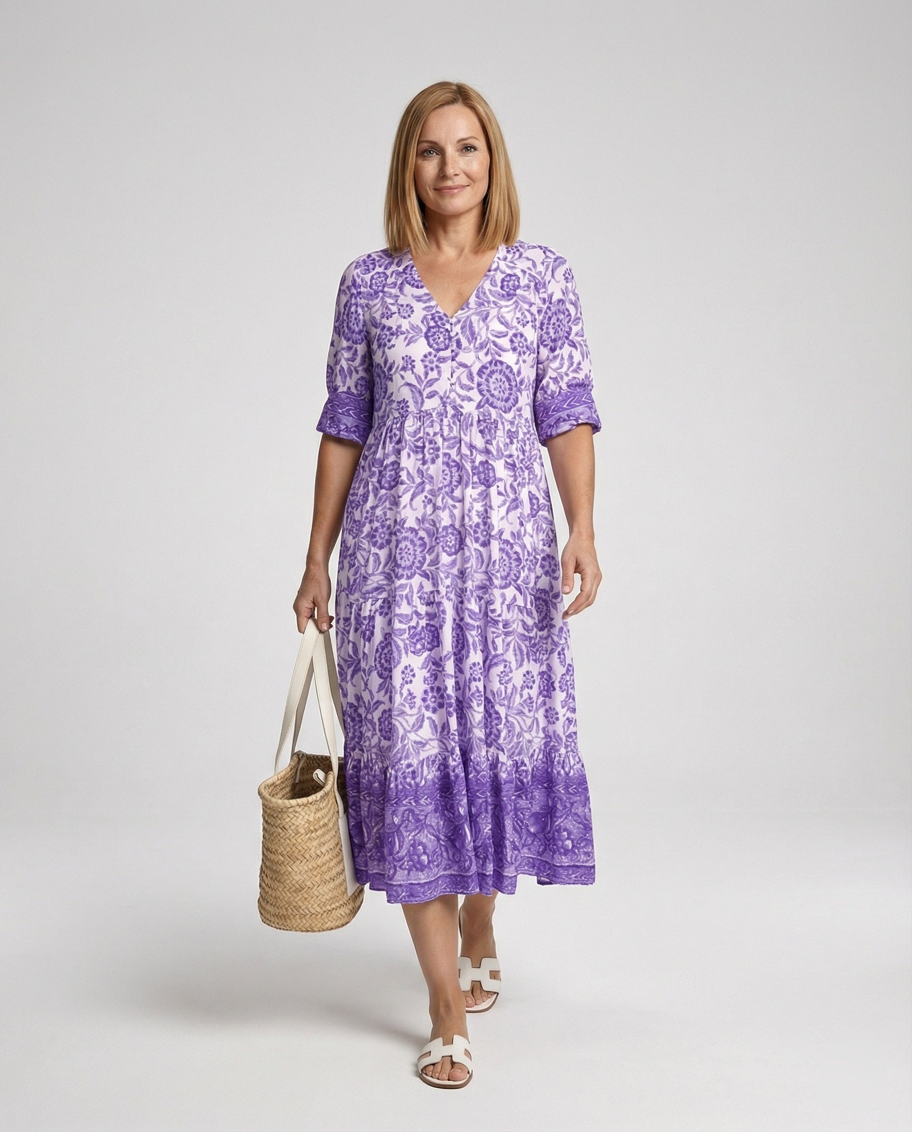 Women Flower Dress Midi Boho