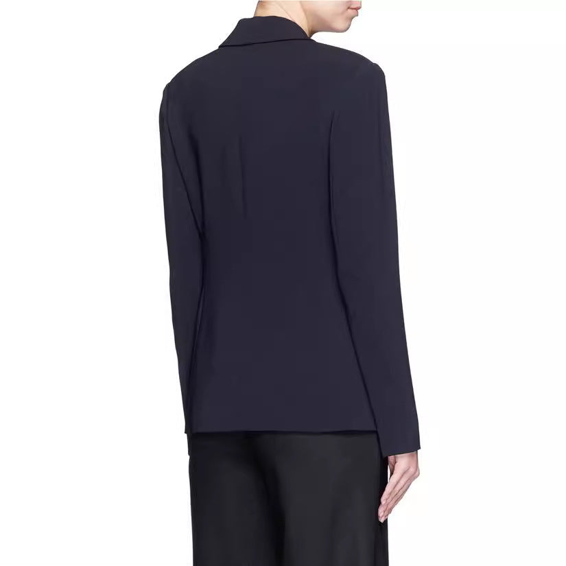 Ladies' shawl collar wrap blazer with side knot tie and patch pockets Chichicherry