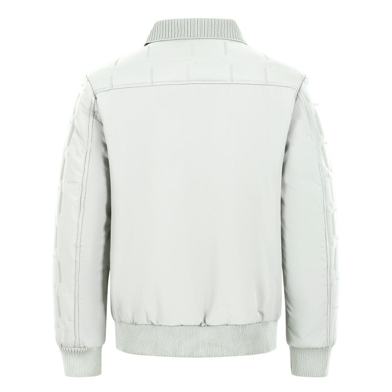 Men's Padded Bomber Jacket with Ribbed Collar Thermally Insulated and Water-Repellent Outer Shell Chichicherry