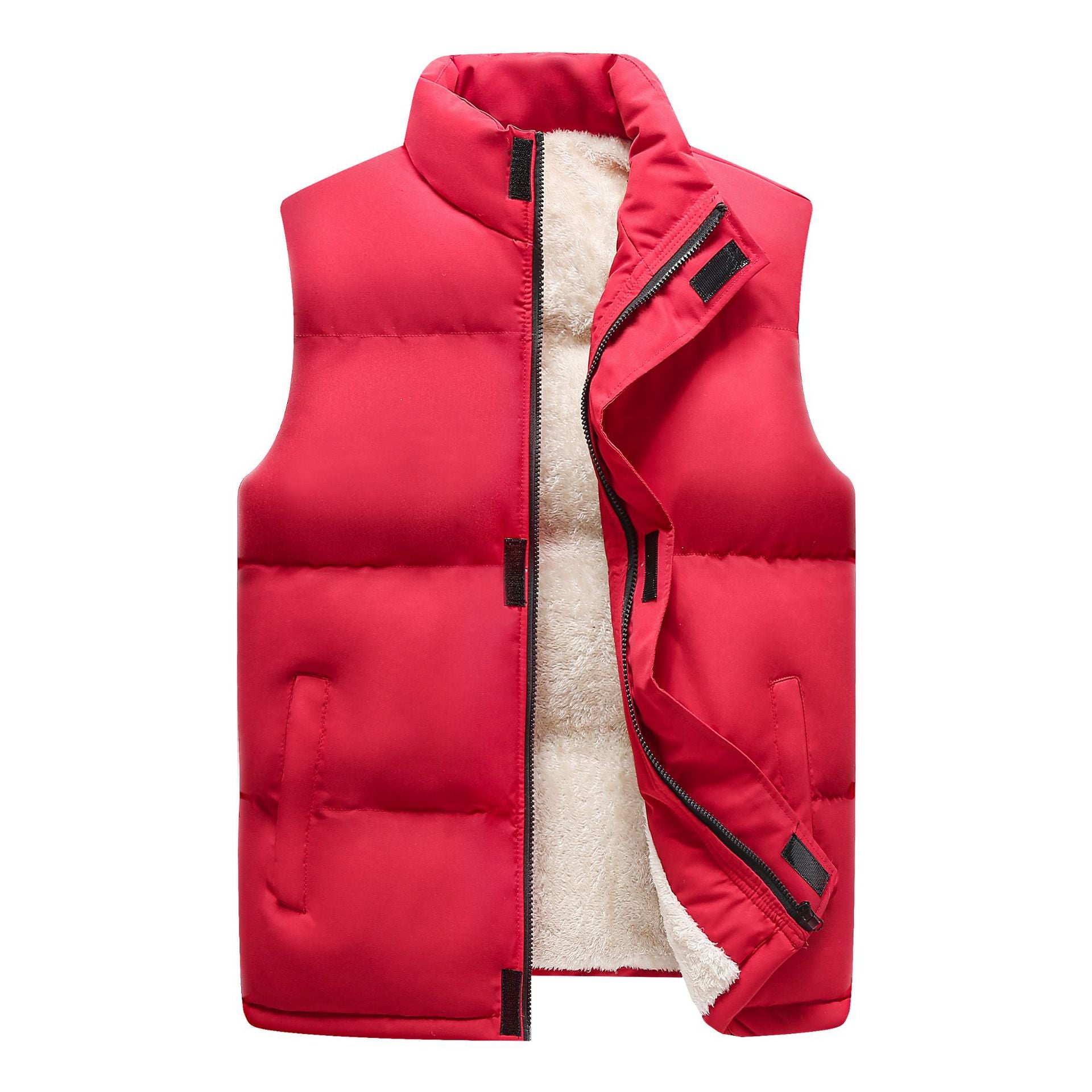 Women’s Padded Sleeveless Thermal Vest with Sherpa Lining and High Stand-Up Collar Chichicherry