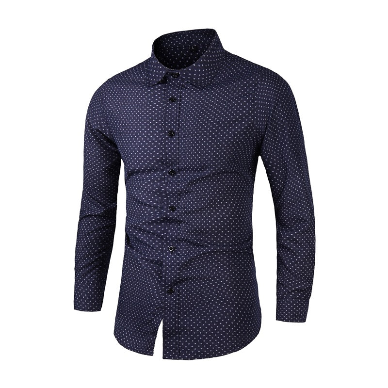 Men's Slim-Fit Shirt with Fine Polka Dot Pattern and Kent Collar Chichicherry