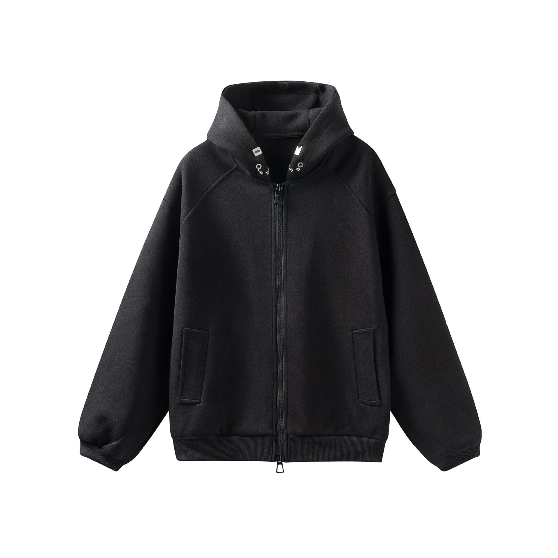 Unisex Oversize Hoodie Jacket with High Collar, Two-Way Zipper and Integrated Insert Pockets Chichicherry