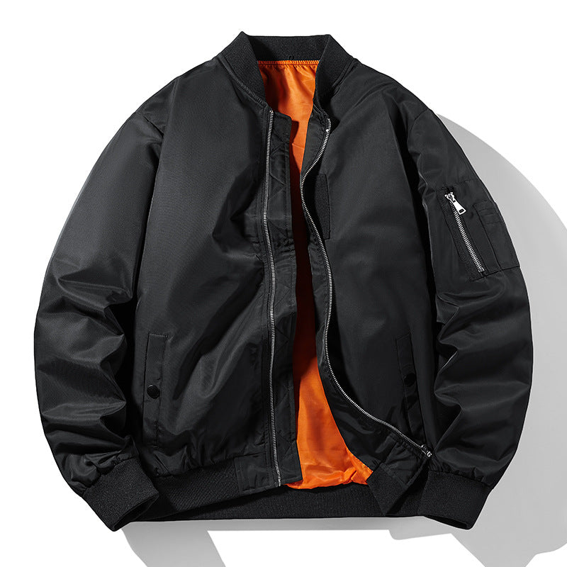 Men's Pilot Bomber Jacket in classic aviator style made of technical nylon with contrasting inner lining, sleeve pocket, and ribbed cuffs Chichicherry