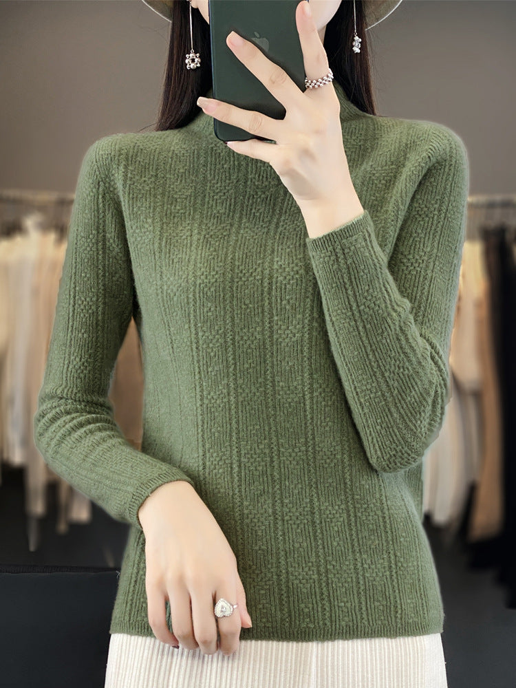 Women Structured Mockneck Sweater made of cashmere-like wool blend Chichicherry