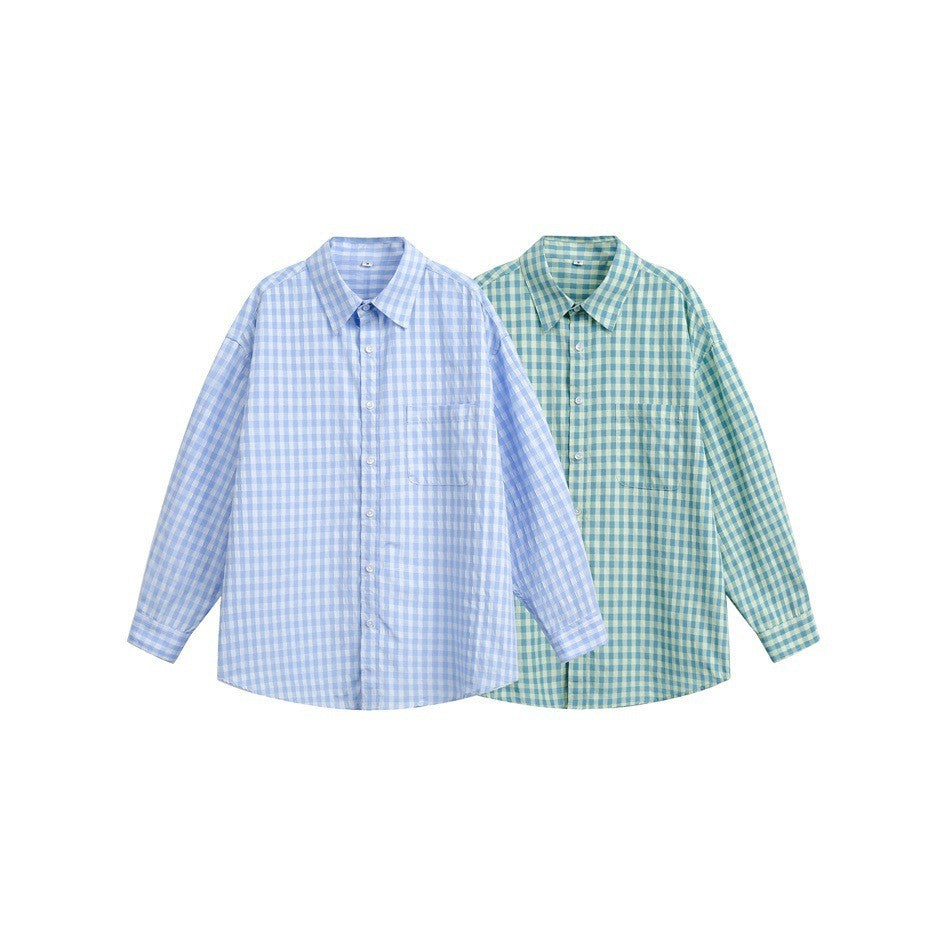 Women's Oversized Shirt Blouse in Gingham Check with Breast Pocket Chichicherry