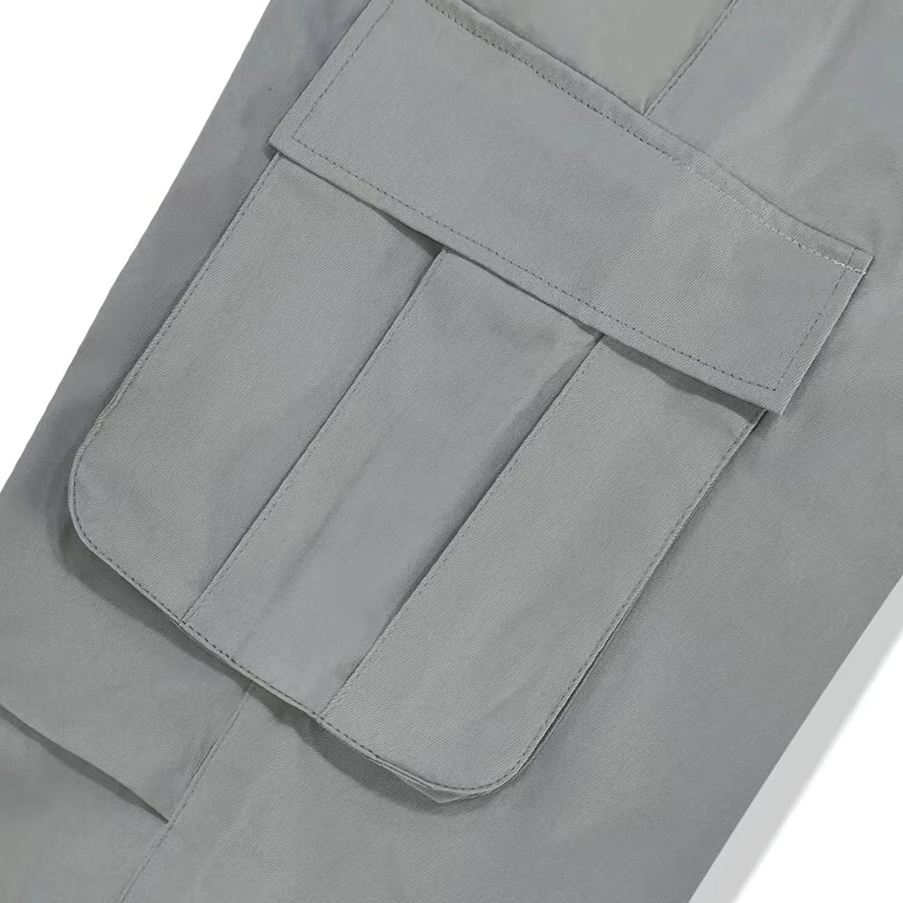 Men's Wide Utility Cargo Pants with Oversized Flap Pockets & Elastic Drawstring Waist Chichicherry