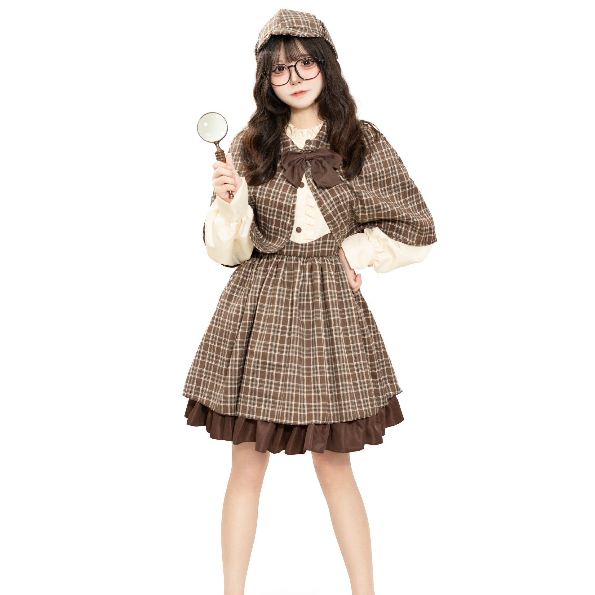 Girl Detective Costume with Checkered Details Chichicherry