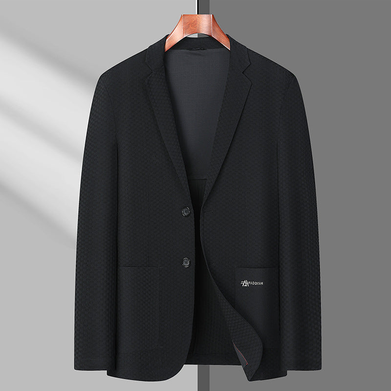 Men's Structured Business Blazer with Light Stretch and Patch Pockets Chichicherry