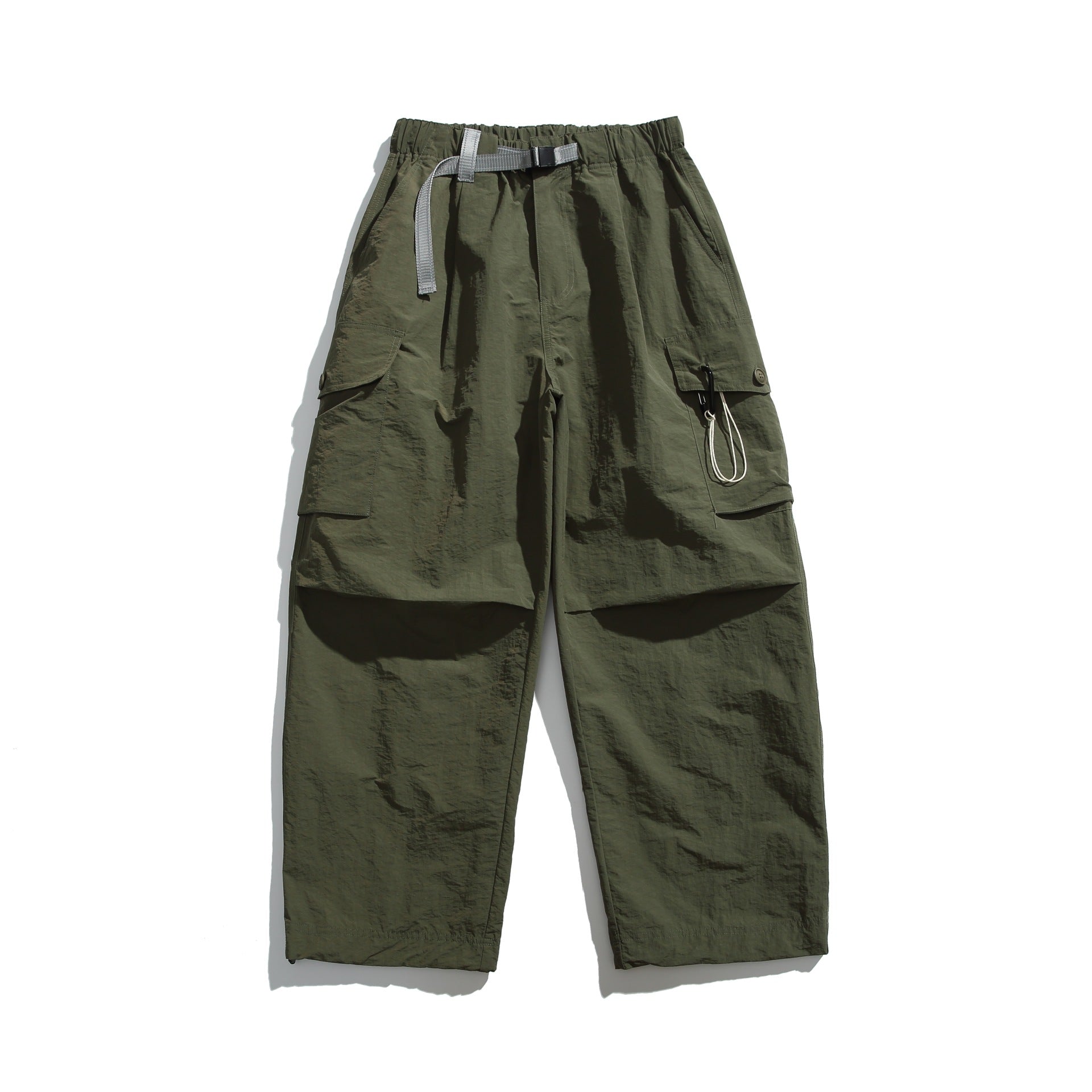 Men's cargo pants in utility style with elastic waistband and integrated belt Chichicherry