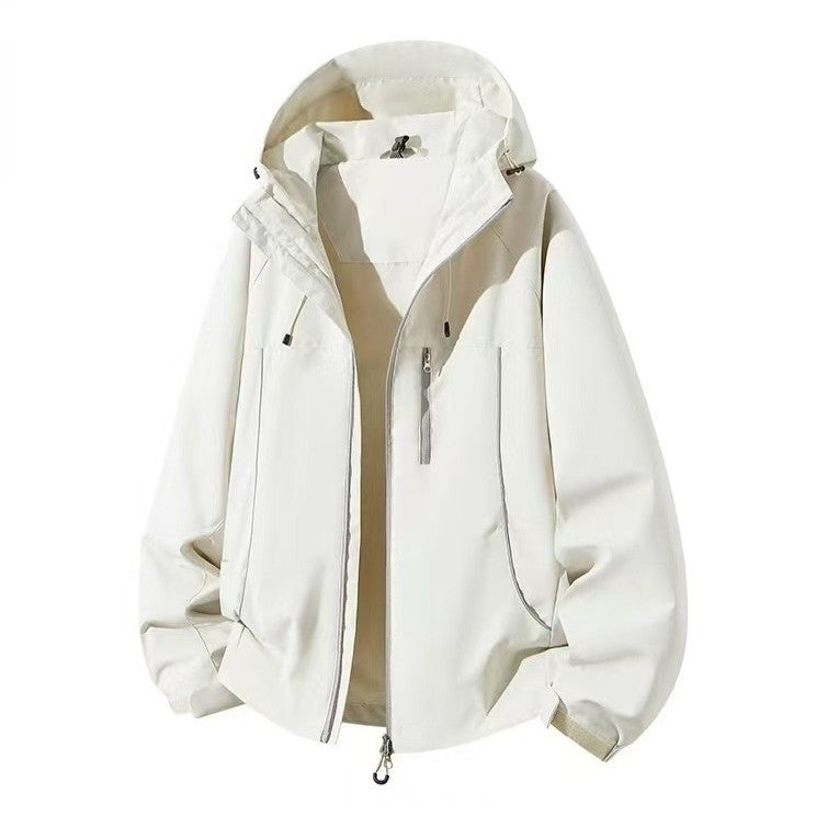 Men's Waterproof Hooded Softshell Jacket with Windproof Cut and Zipper Chichicherry