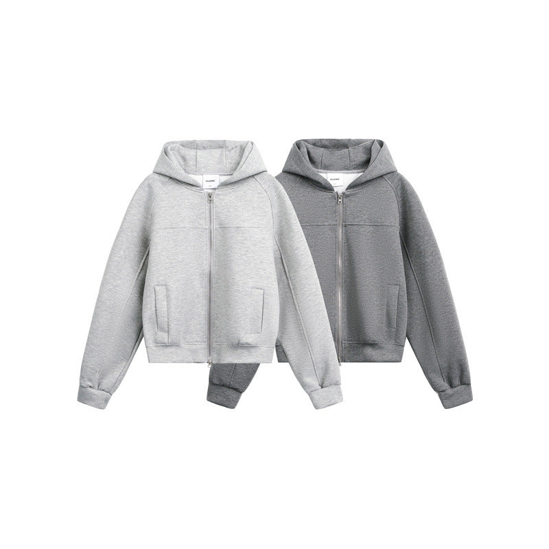 Unisex Hooded Sweat Jacket with Two-Way Zipper and Boxy Cut Chichicherry