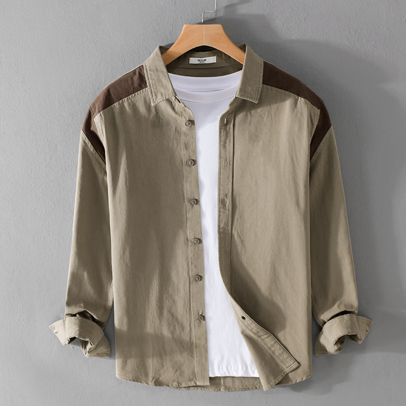 Men's overshirt with contrast yoke and loose fit made of cotton blend Chichicherry