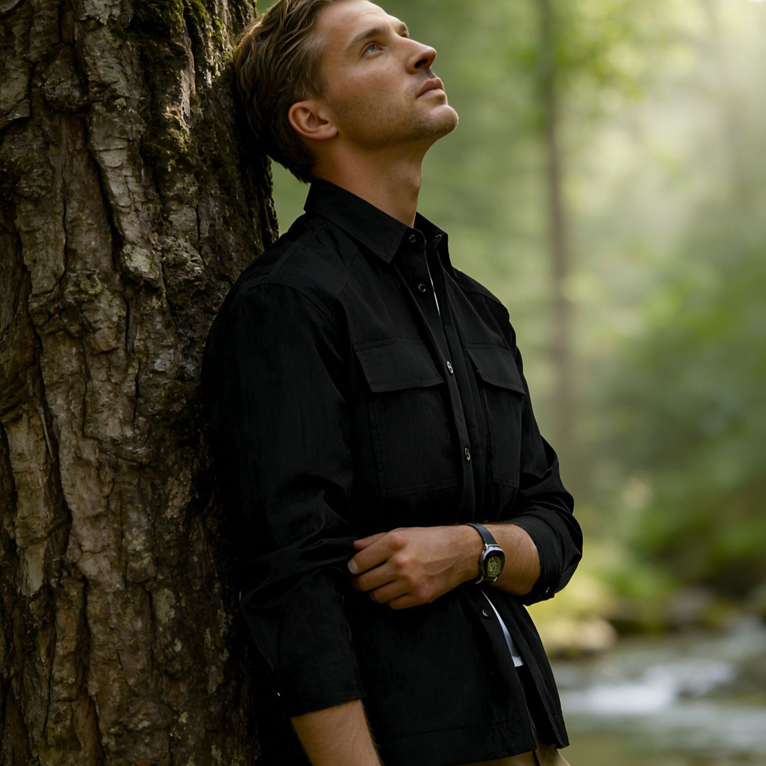 Herren Leichtes Field-Overshirt mit aufgesetzten Brusttaschen und Hemdkragen Chichicherry