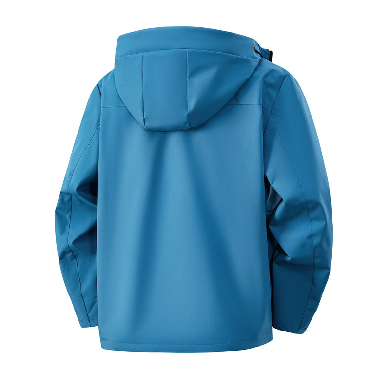 Men's Minimalistic Softshell Hoodie Jacket with Matte Surface, Contrasting Trimmings and Concealed Two-Way Zipper Chichicherry