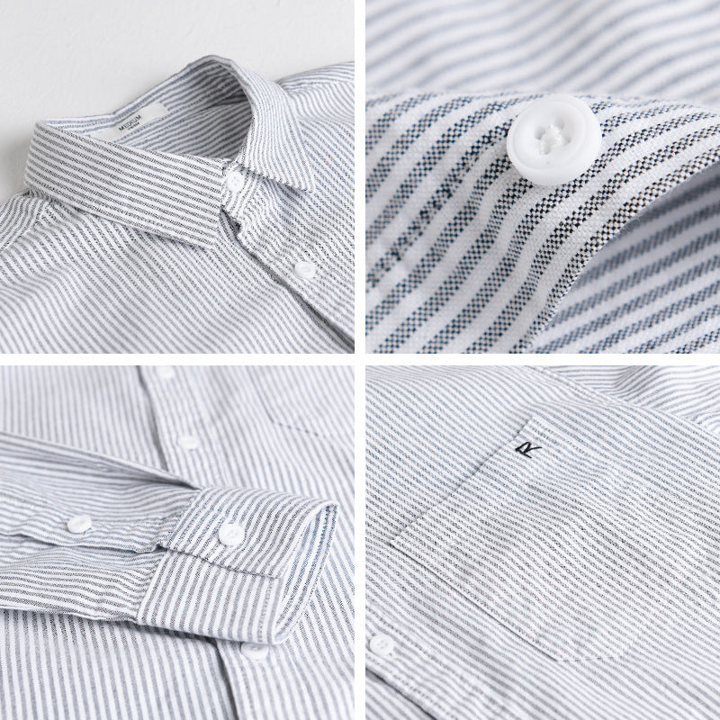 Men's Lightweight Striped Seersucker Shirt in Relaxed Fit with Chest Pocket Chichicherry