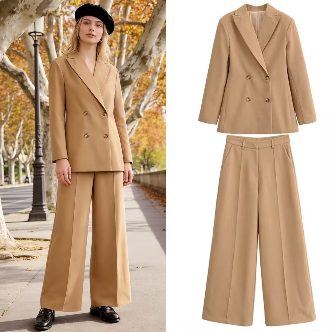 Women's high-waisted wide pleated trousers with continuous crease and side pockets Chichicherry