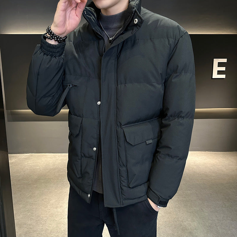 Men's thermo quilted jacket with high stand-up collar and flap pockets Chichicherry