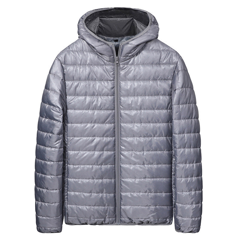 Men's ultralight quilted hoodie with horizontal chamber cut quilting and full zip Chichicherry