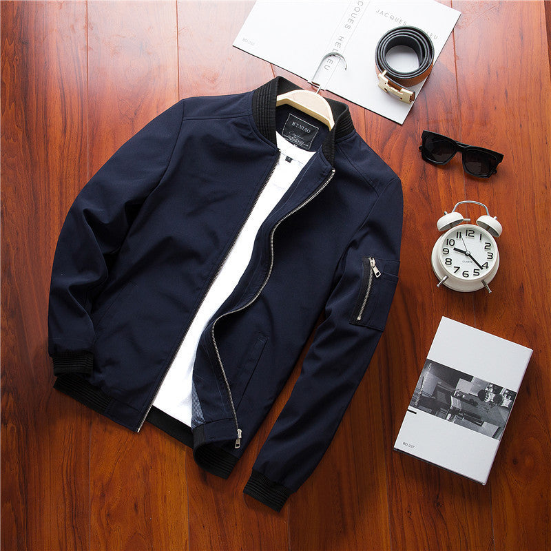 Men's lightweight urban bomber jacket with contrasting ribbed cuffs, sleeve zip pocket & wind-resistant surface Chichicherry