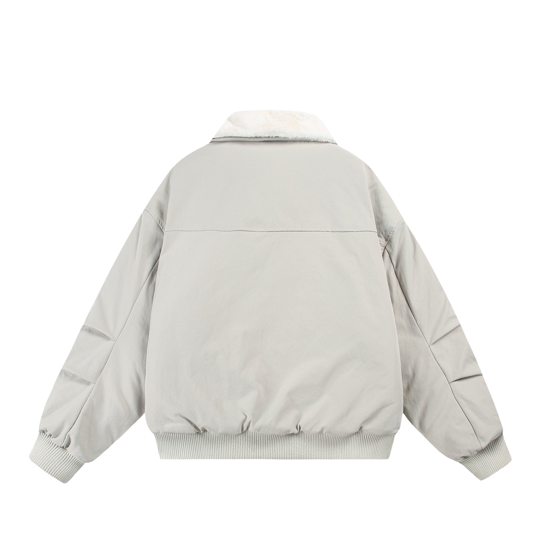 Men's Boxy Bomber Jacket with Teddy Collar and Ribbed Hem Chichicherry