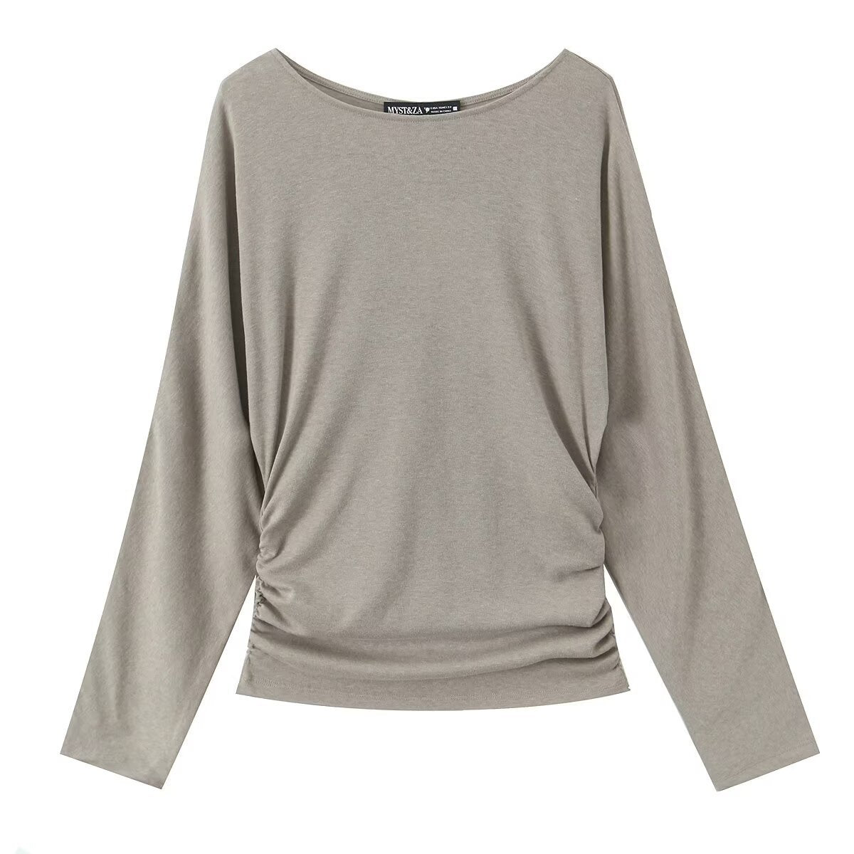Women's long-sleeve shirt with side gathering and dropped shoulders Chichicherry