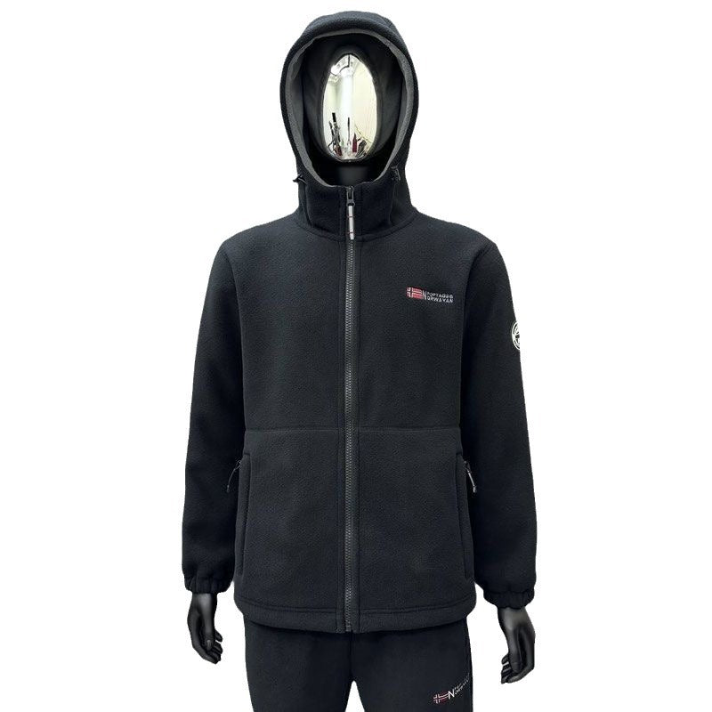 Men's fleece hoodie jacket with wind-resistant surface and zippered pockets Chichicherry