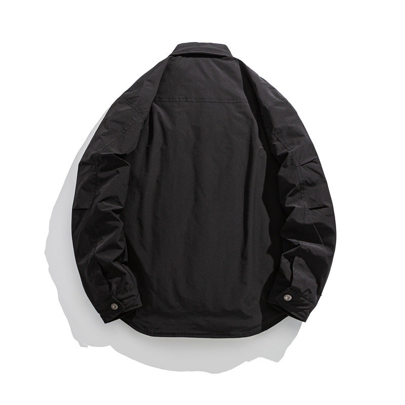 Men's Lightly Padded Overshirt Jacket with Shirt Collar and Snap Placket Chichicherry